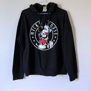 Disney Authentic Mickey Mouse Long Sleeve Hoodie Shirt Black SZ 11/13 Juniors